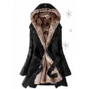 Fashion V Neck Long Sleeve Zipper Black Cotton Reg