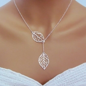 Contracted Style Leaf Decorative Hollow-out Silver