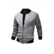 Euramerican Round Neck Long Sleeves Patchwork Zipp