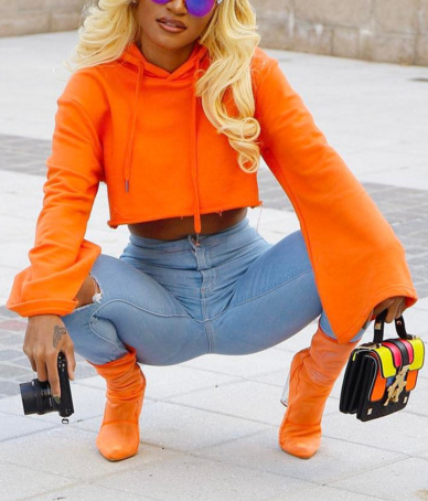 Knitting Long Sleeve Short Pullovers Sweats&Hoodies