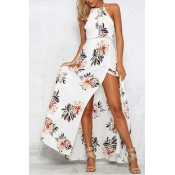 Polyester Bohemian O neck Sleeveless Beach Ankle L