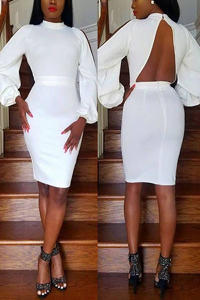 Healthy Fabric Sexy Turtleneck Long Sleeve Sheath Mini Dresses