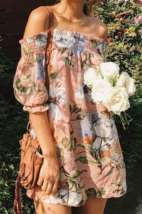 Blending Bohemian Bateau Neck Half Sleeve Straight Mini Dresses