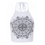Euramerican Round Neck Backless White Cotton Tank 
