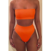 Euramerican Orange Polyester Two-piece Swimwear