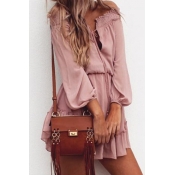 Chiffon Fashion Bateau Neck Long Sleeve A Line Min