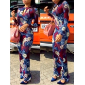 Trendy Round Neck Printed Hollow-out Milk Fiber Sh