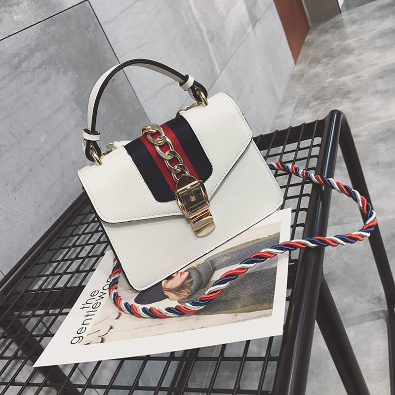 Fashion Patchwork White PU Crossbody Bag