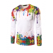 Trendy Round Neck Long Sleeves Printed Cotton T-sh