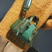 Trendy Zipper Design Green PU Crossbody Bag