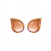 Fashion Pearl Decoration Leopard PC Sunglasses