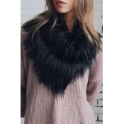 Fashionable Faux Fur Design Black Wool Scarves