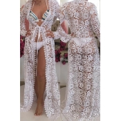 Lovely Fashion Hollow-out Lace Spliced White Polye
