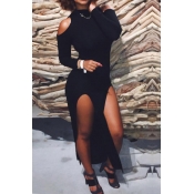 Lovely Sexy Mandarin Collar Cold-shoulder Side Sli