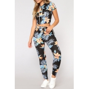 Lovely Casual Hooded Collar Printing Black Qmilch 