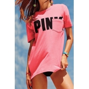 Lovely Casual Round Neck Short Sleeves Letters Pri