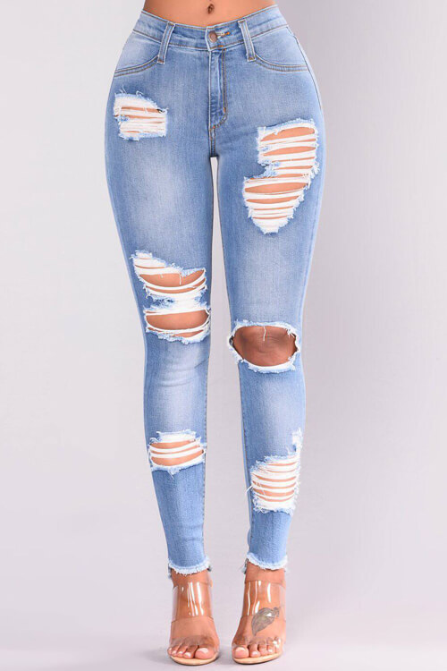 Lovely denim Solid Zipper Fly Mid Regular Pants Jeans