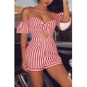 Lovely Polyester Fashion Striped Regular Rompers