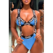 Lovely Casual Letter Printed Black Polyester Two-p