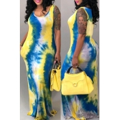 Lovely Casual U Neck Printing Cotton Floor Length 