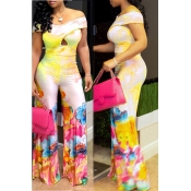 LovelyBohemian Bateau Neck Printing Yellow Qmilch 