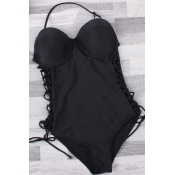 Lovely Sexy Hollow-out Black One-piece Swimwear