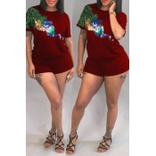 Lovely Euramerican Sequined Decorative Wine Red Tw