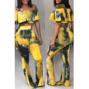Lovely Fashion Dew Shoulder Flounces Design Multic