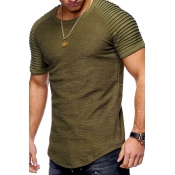 Lovely Euramerican Drape Design Army Green T-shirt