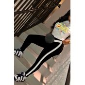 Lovely Casual Letters Printed Black Blending Two-p