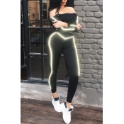 Lovely Casual Reflective Stripe Black Cotton Two-p