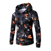 Lovely Casual Printed Black Cotton Hoodies(Batch P