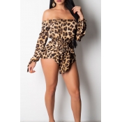 Lovely Fashion Leopard Loose One-piece Rompers
