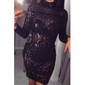 Lovely Sexy See-through Sequined Decorative Black 