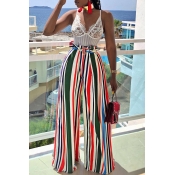 Lovely Euramerican Striped Loose Multicolor Blendi