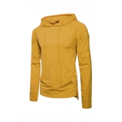 Lovely Euramerican Hooded Collar Yellow Cotton T-s