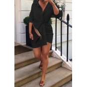 Lovely Euramerican Drape Design Black Mini Dress