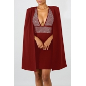 Lovely Elegant Cloak Design Red Two-piece Skirt Se