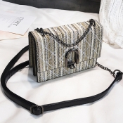 Lovely Fashion Chain Design Beige Patent Leather M