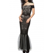 Lovely Euramerican Skull Multicolor Cosplay Costum