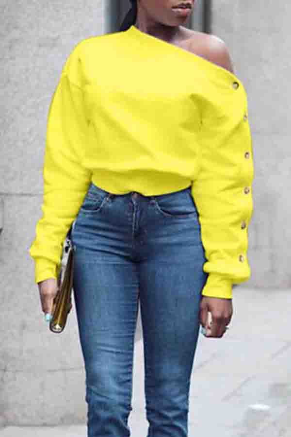 Lovely Trendy Long Sleeves Yellow Sweats