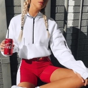 Lovely Casual Long Sleeves Zippers Design White Kn