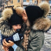 Lovely Euramerican Winter Black Sweater Hats
