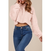 Lovely Casual Hooded Collar Pink Hoodies