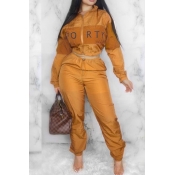 Lovely Trendy Patchwork Orange Two-piece Pants Set