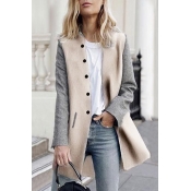 Lovely Trendy Patchwork Khaki Coat
