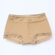 Lovely Casual Lace Edge Apricot Panties