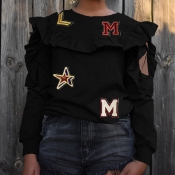 Lovely Sweet Flounce Letters Black Hoodies