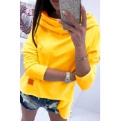 Lovely Casual Long Sleeves Yellow Hoodies