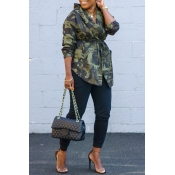 Lovely Casual Camouflage Printed Asymmetrical Coat